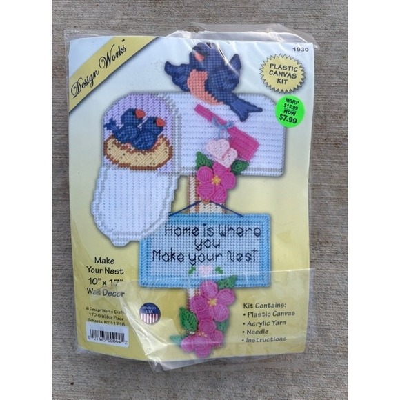 Design Works Crafts Other - Design Works‎ Make Your Nest Plastic Canvas Kit 1930 Bluebird Wall Decor 10x17